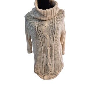 Express Sweater XS Chunky Cable Knit Cowl Neck Cozy Minimalist CBK Fisherman